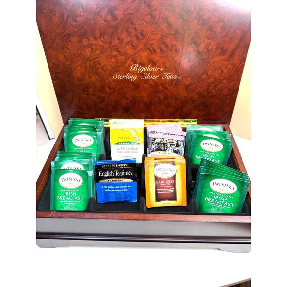 Bigelow Mahogany Tea Chest Handles Storage Organizer - Picture 2 of 9